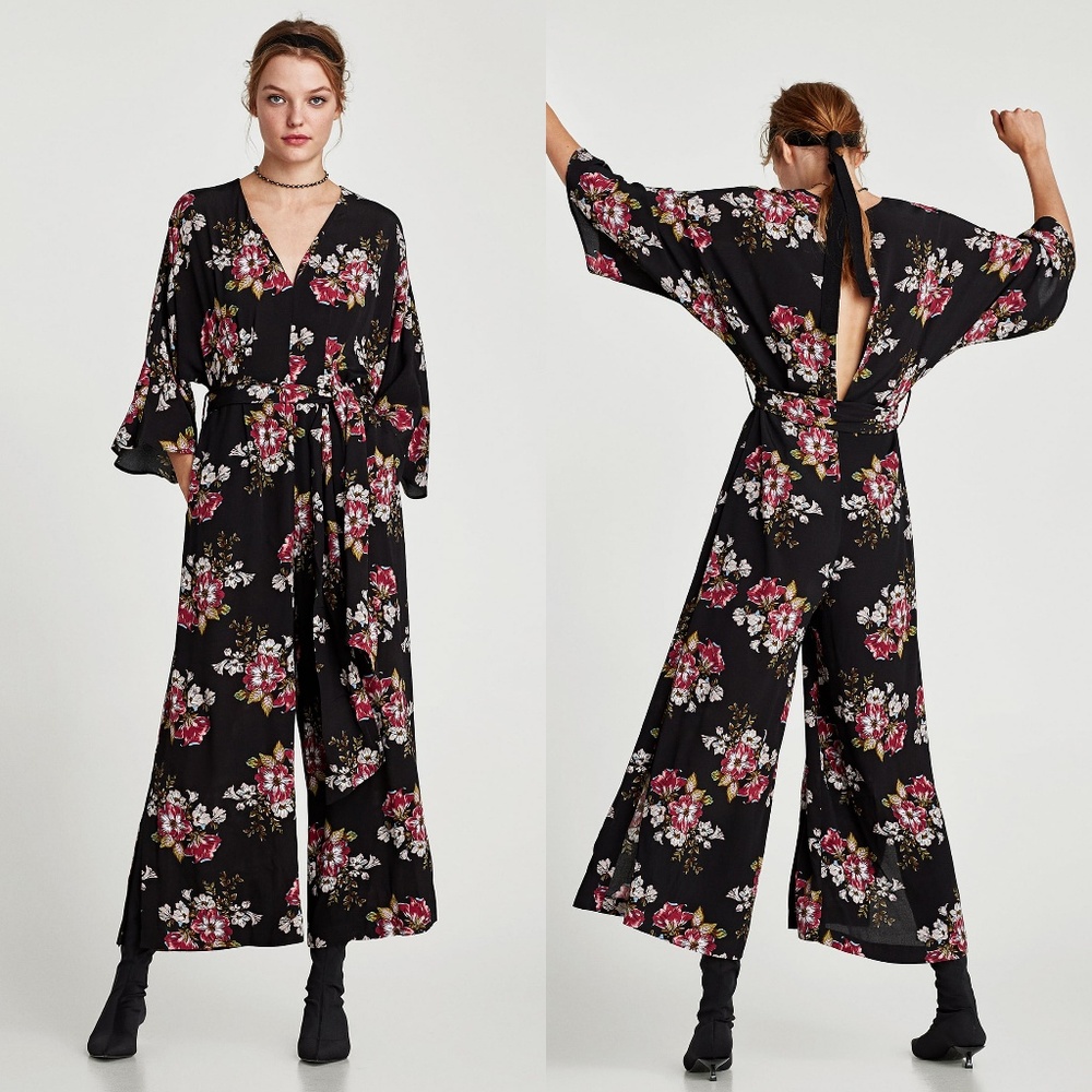 Zara - Floral Print Jumpsuit - XS